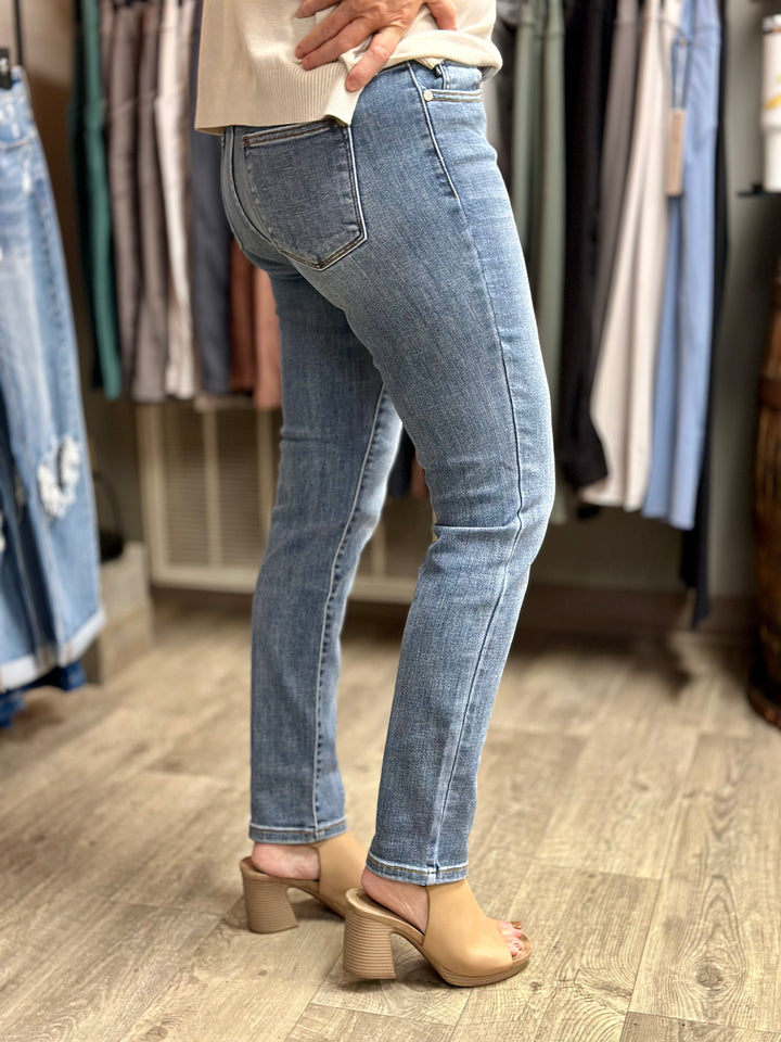 Judy Blue Mid Rise Slim Fit-Jeans-Judy Blue-Evergreen Boutique, Women’s Fashion Boutique in Santa Claus, Indiana