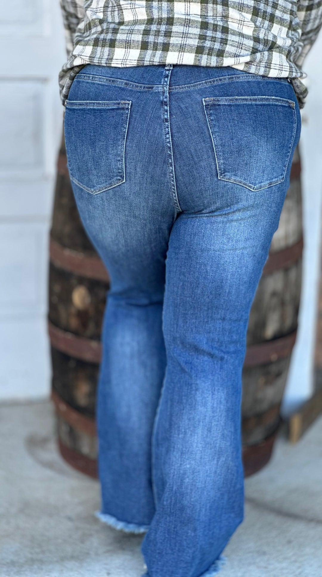 Judy Blue High Waist Fray Hem Jeans-Jeans-Judy Blue-Evergreen Boutique, Women’s Fashion Boutique in Santa Claus, Indiana