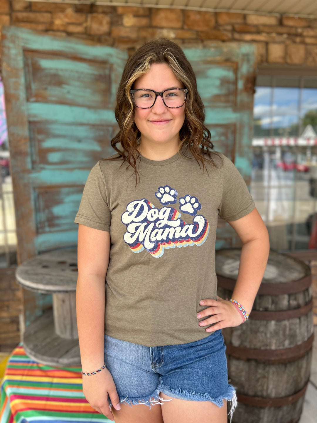 Retro Dog Mama Graphic Tee-Graphic Tees-Custom T Story-Evergreen Boutique, Women’s Fashion Boutique in Santa Claus, Indiana