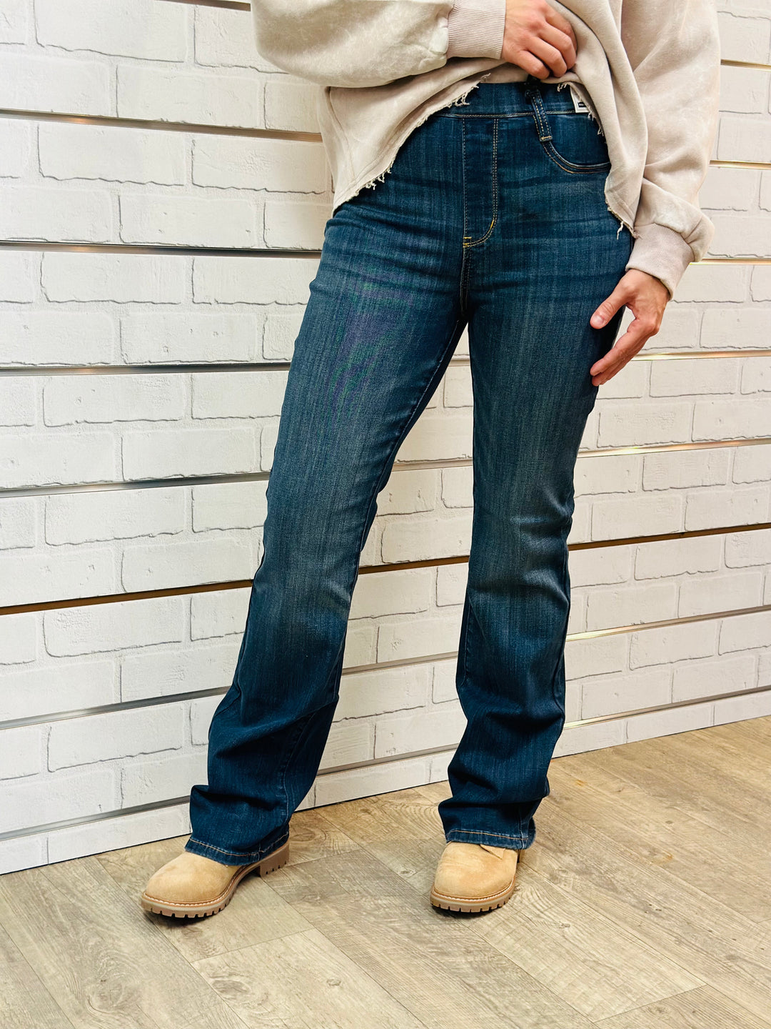 Judy Blue High Waist Vintage Pull On Bootcut Jeans-Jeans-Judy Blue-Evergreen Boutique, Women’s Fashion Boutique in Santa Claus, Indiana