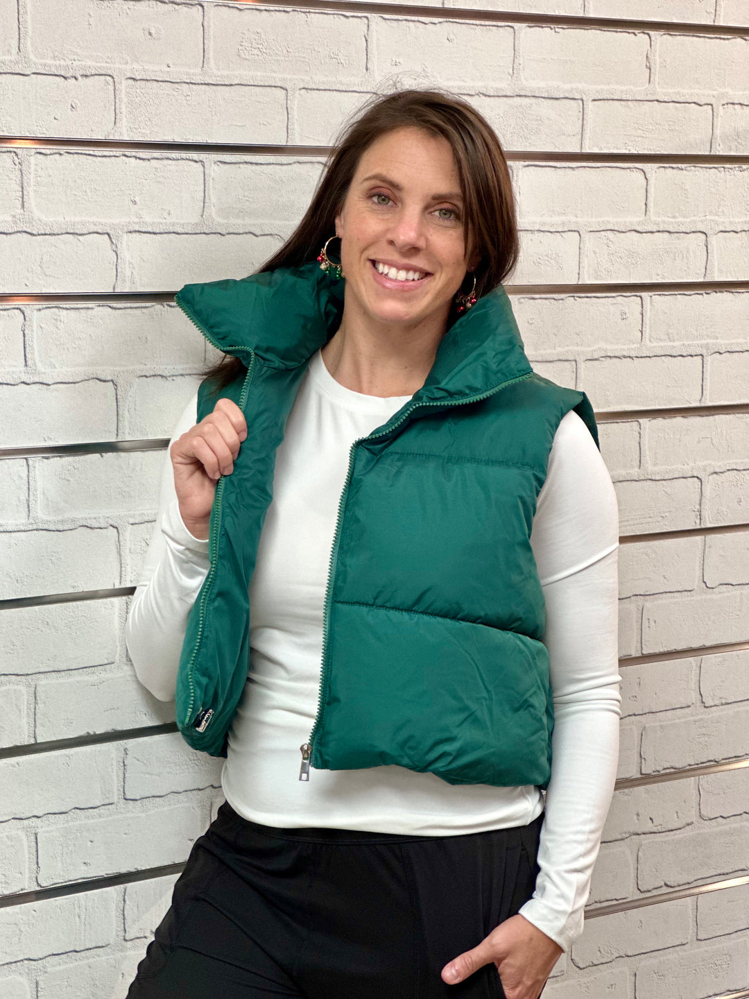 Puffer vest best sale green