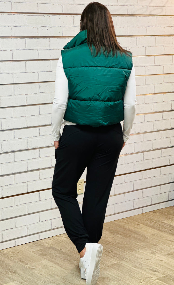 Zenana Puffer Cropped Vest-Vests-Zenana-Evergreen Boutique, Women’s Fashion Boutique in Santa Claus, Indiana