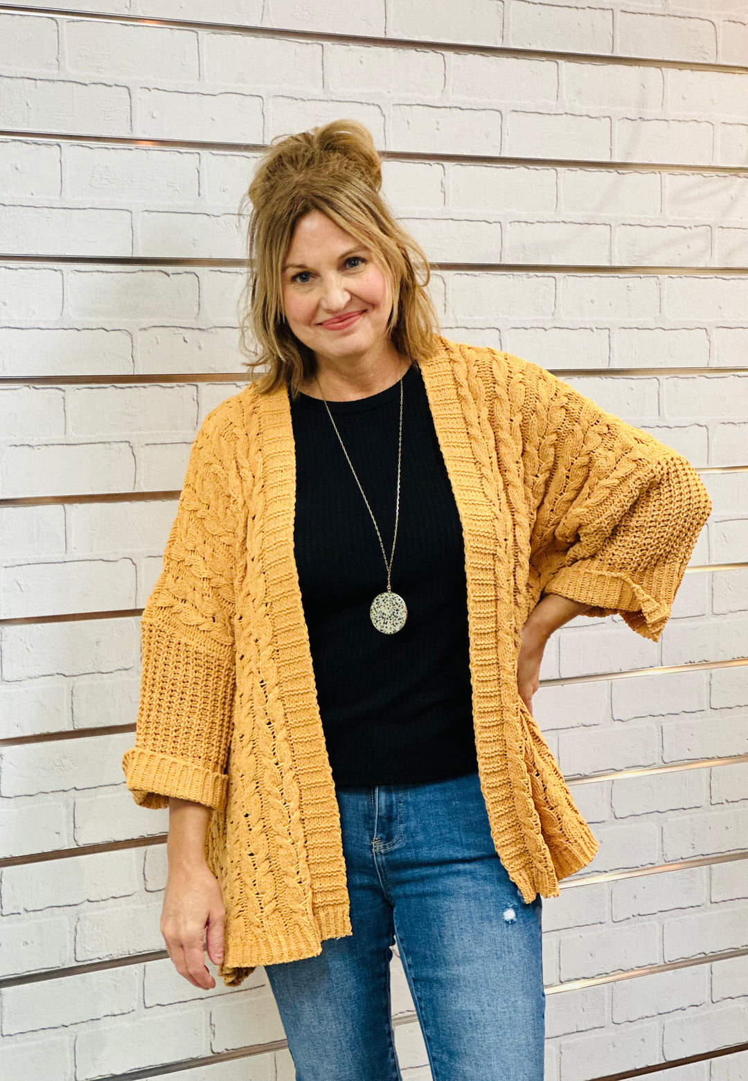 Fall Favorite Cable Knit Cardigan-Cardigans-Umgee-Evergreen Boutique, Women’s Fashion Boutique in Santa Claus, Indiana