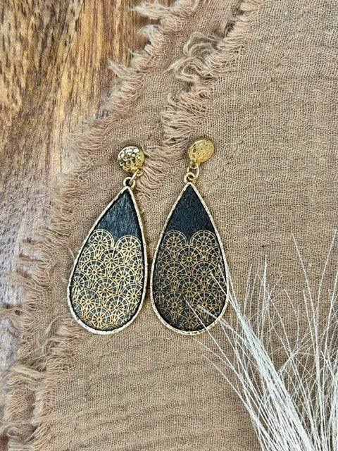 Navy And Gold Teardrop Earrings-Earrings-Judson-Evergreen Boutique, Women’s Fashion Boutique in Santa Claus, Indiana