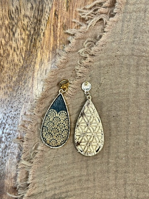 Navy And Gold Teardrop Earrings-Earrings-Judson-Evergreen Boutique, Women’s Fashion Boutique in Santa Claus, Indiana