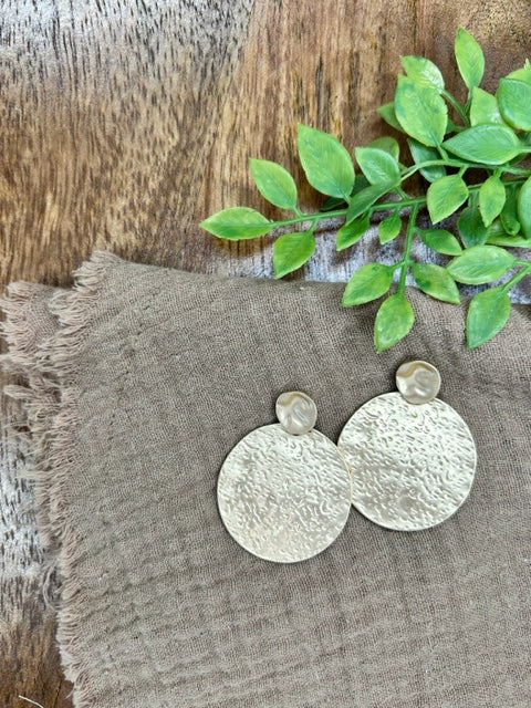Hammered Circle Earrings-Earrings-Judson-Evergreen Boutique, Women’s Fashion Boutique in Santa Claus, Indiana
