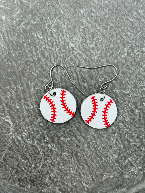 Baseball And Softball Leather Earrings-Earrings-Jewelry By Jen-Evergreen Boutique, Women’s Fashion Boutique in Santa Claus, Indiana
