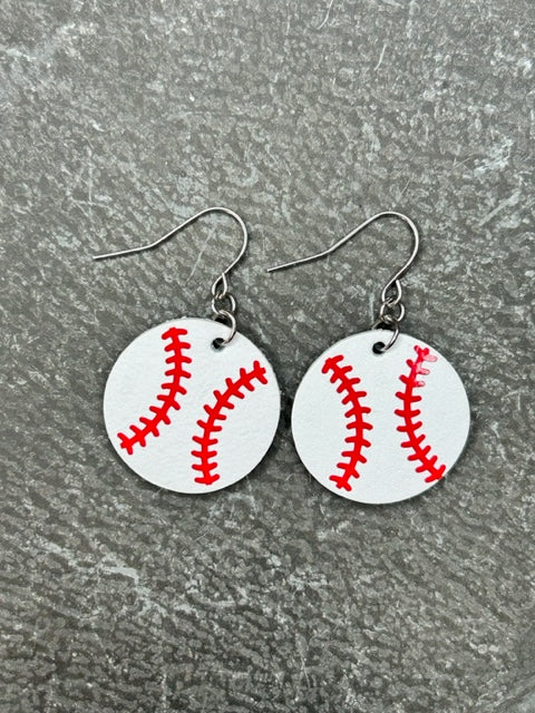 Baseball And Softball Leather Earrings-Earrings-Jewelry By Jen-Evergreen Boutique, Women’s Fashion Boutique in Santa Claus, Indiana