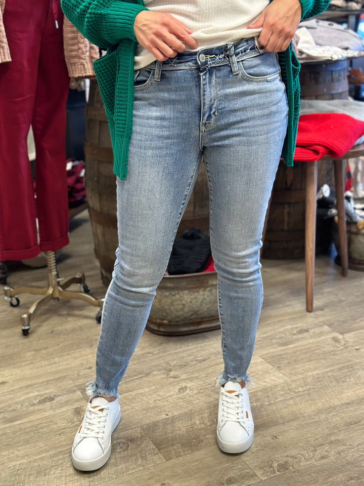 Judy Blue Mid Rise Skinny Jeans-Jeans-Judy Blue-Evergreen Boutique, Women’s Fashion Boutique in Santa Claus, Indiana