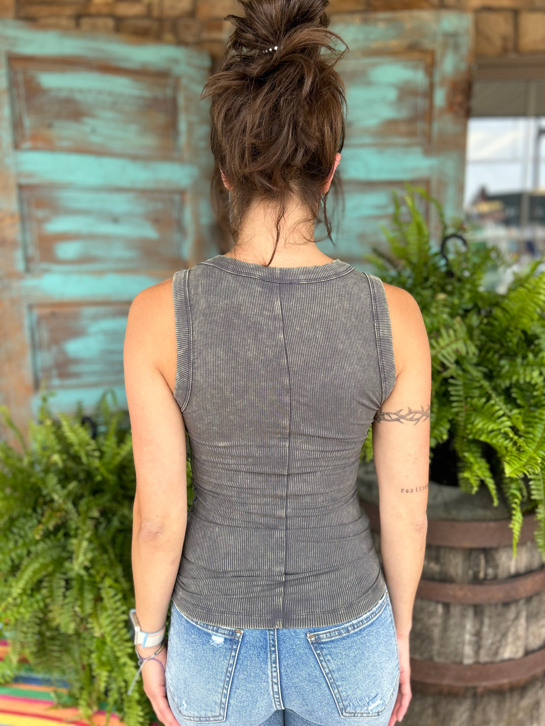 Washed Ribbed Scoop Neck Tank Top-Tank Tops-Zenana-Evergreen Boutique, Women’s Fashion Boutique in Santa Claus, Indiana