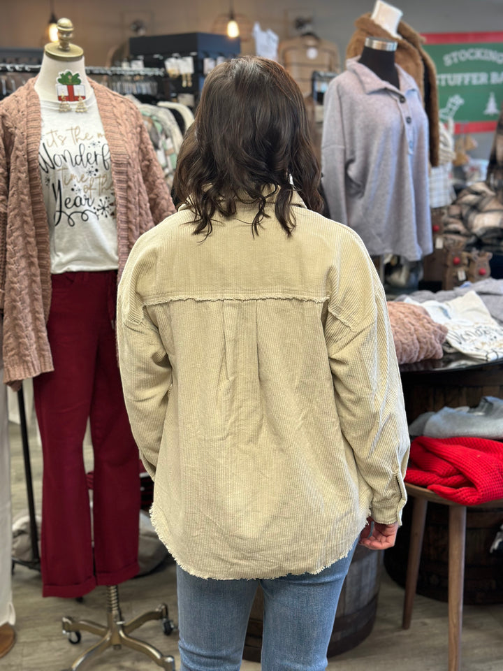 Journey Oversized Corduroy Shacket Jacket-Shackets-Very J-Evergreen Boutique, Women’s Fashion Boutique in Santa Claus, Indiana