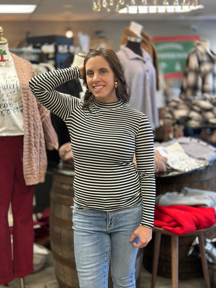 Be Simple Striped Top-Sweaters-If She Loves-Evergreen Boutique, Women’s Fashion Boutique in Santa Claus, Indiana