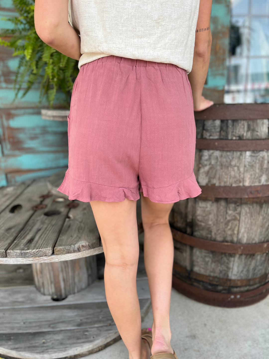 Dahlia Flared Hem Linen Shorts With Pockets-Shorts-La Miel-Evergreen Boutique, Women’s Fashion Boutique in Santa Claus, Indiana