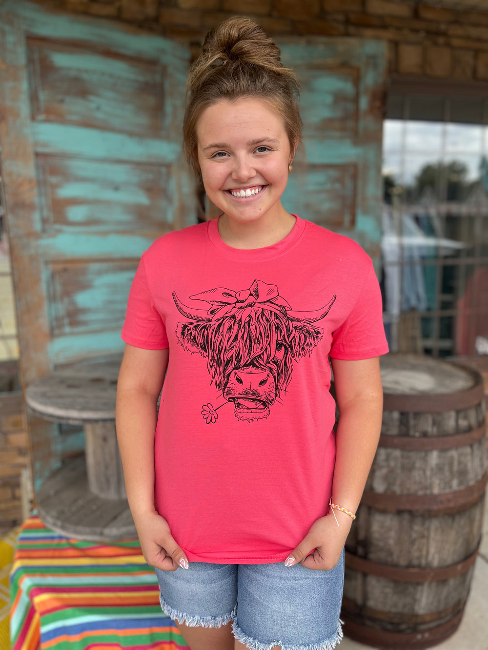 Highland Country Cow Graphic Tee-Graphic Tees-Temu-Evergreen Boutique, Women’s Fashion Boutique in Santa Claus, Indiana