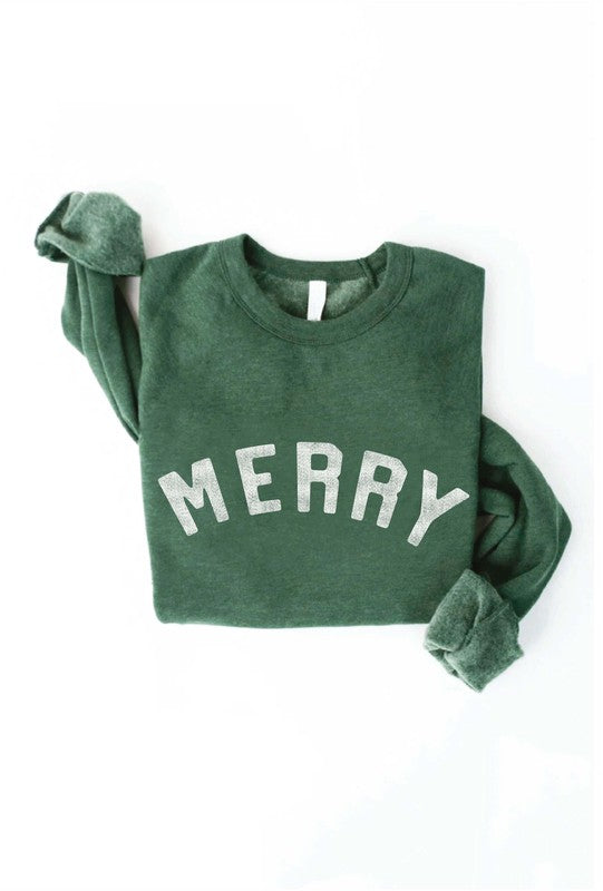 Merry Graphic Sweatshirt-Graphic Sweaters-Oat Collective-Evergreen Boutique, Women’s Fashion Boutique in Santa Claus, Indiana