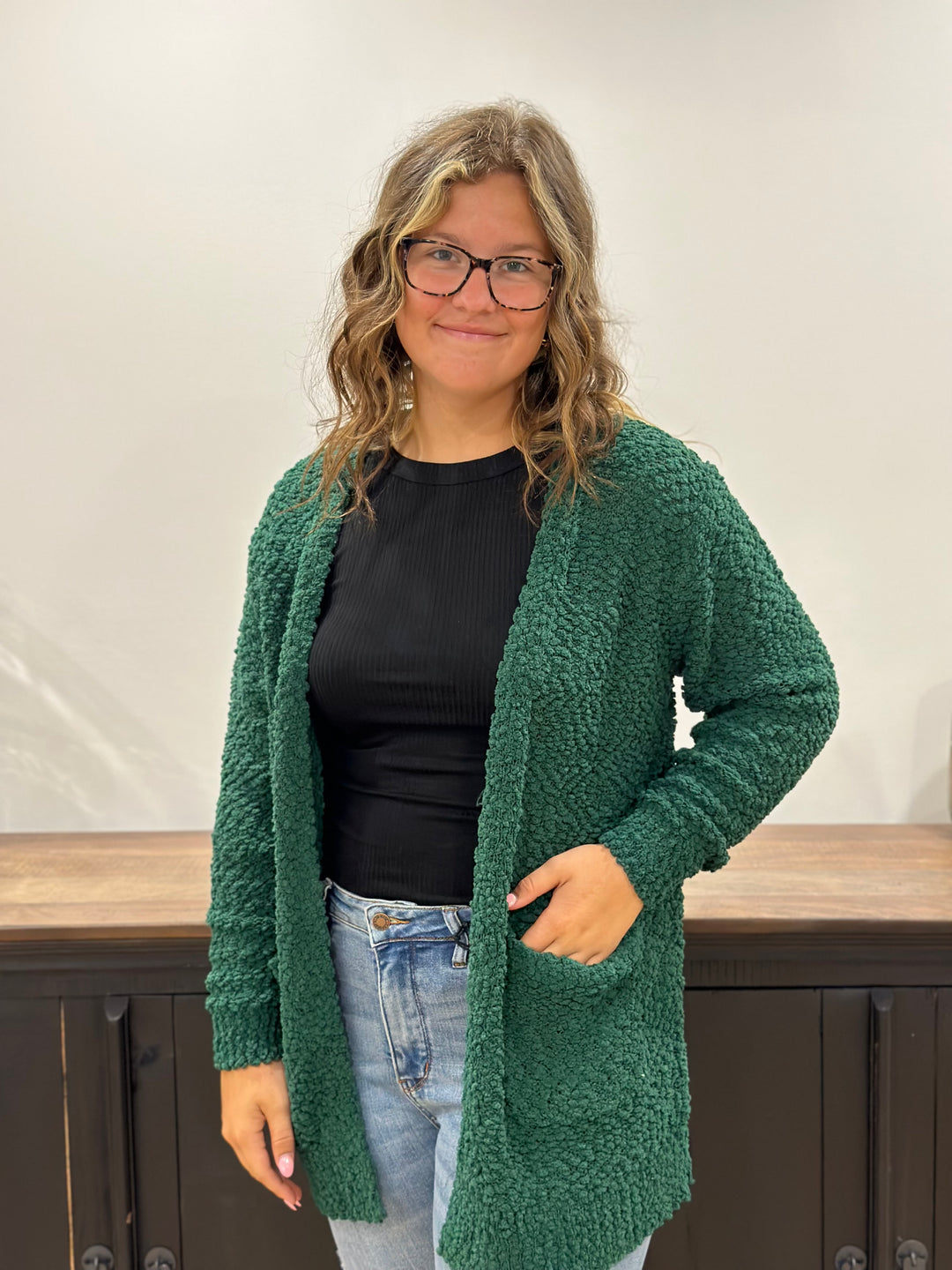 Long Sleeve Popcorn Sweater Cardigan With Pockets-Cardigans-Zenana-Evergreen Boutique, Women’s Fashion Boutique in Santa Claus, Indiana