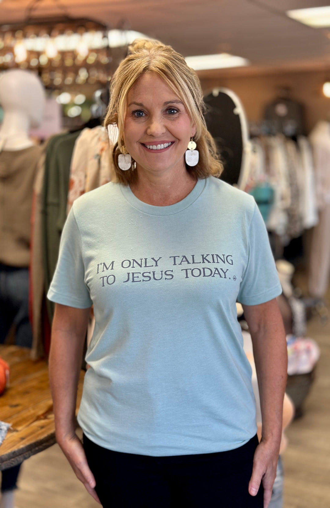 I'm Only Talking To Jesus Today Tee-Graphic Tees-Never Lose Hope Designs-Evergreen Boutique, Women’s Fashion Boutique in Santa Claus, Indiana