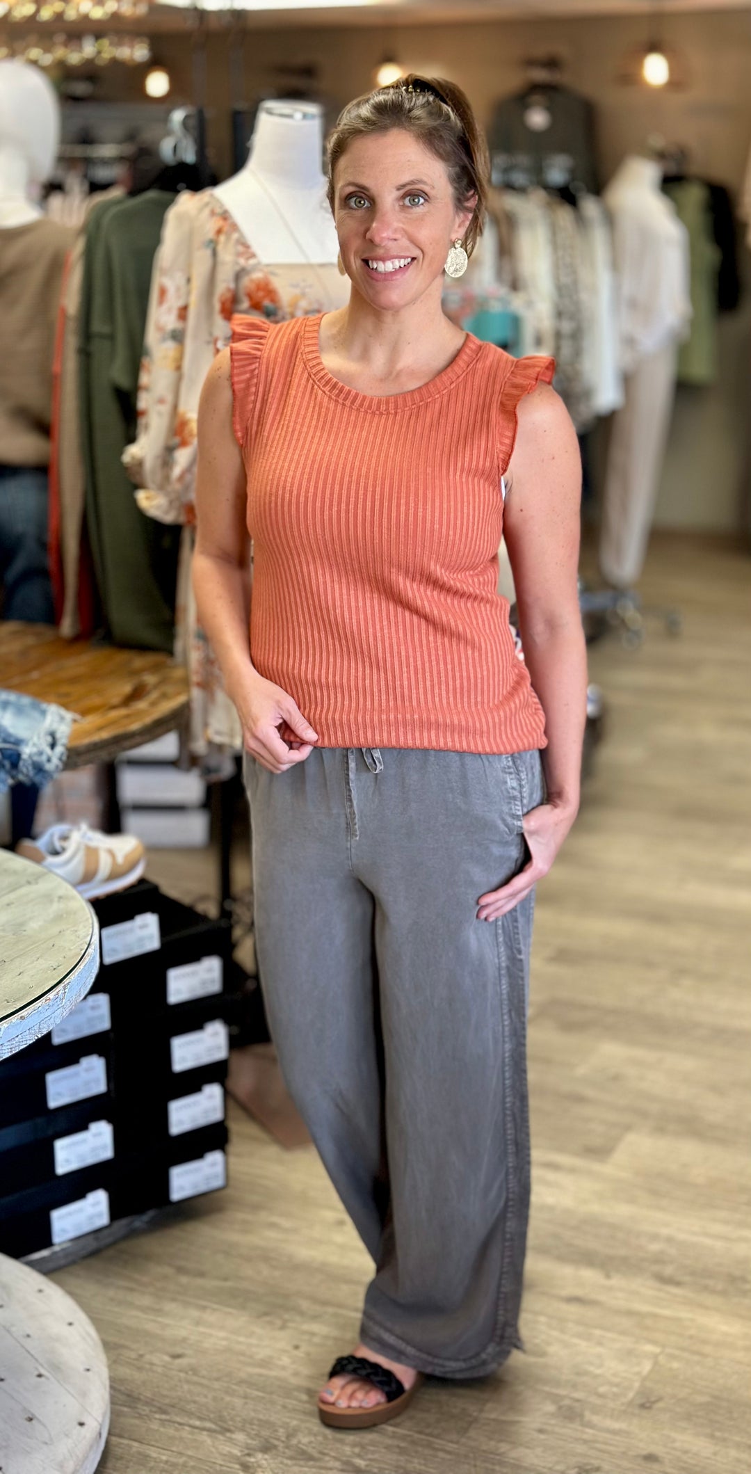 Mineral Washed Soft Twill Wide Leg Pant-Pants-Easel-Evergreen Boutique, Women’s Fashion Boutique in Santa Claus, Indiana
