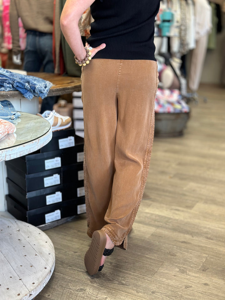 Mineral Washed Soft Twill Wide Leg Pant-Pants-Easel-Evergreen Boutique, Women’s Fashion Boutique in Santa Claus, Indiana