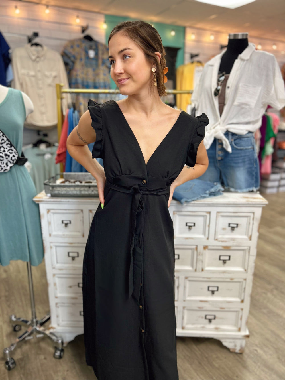Ever-After Backless Button Down Maxi Dress-Dresses-Hyfve-Evergreen Boutique, Women’s Fashion Boutique in Santa Claus, Indiana