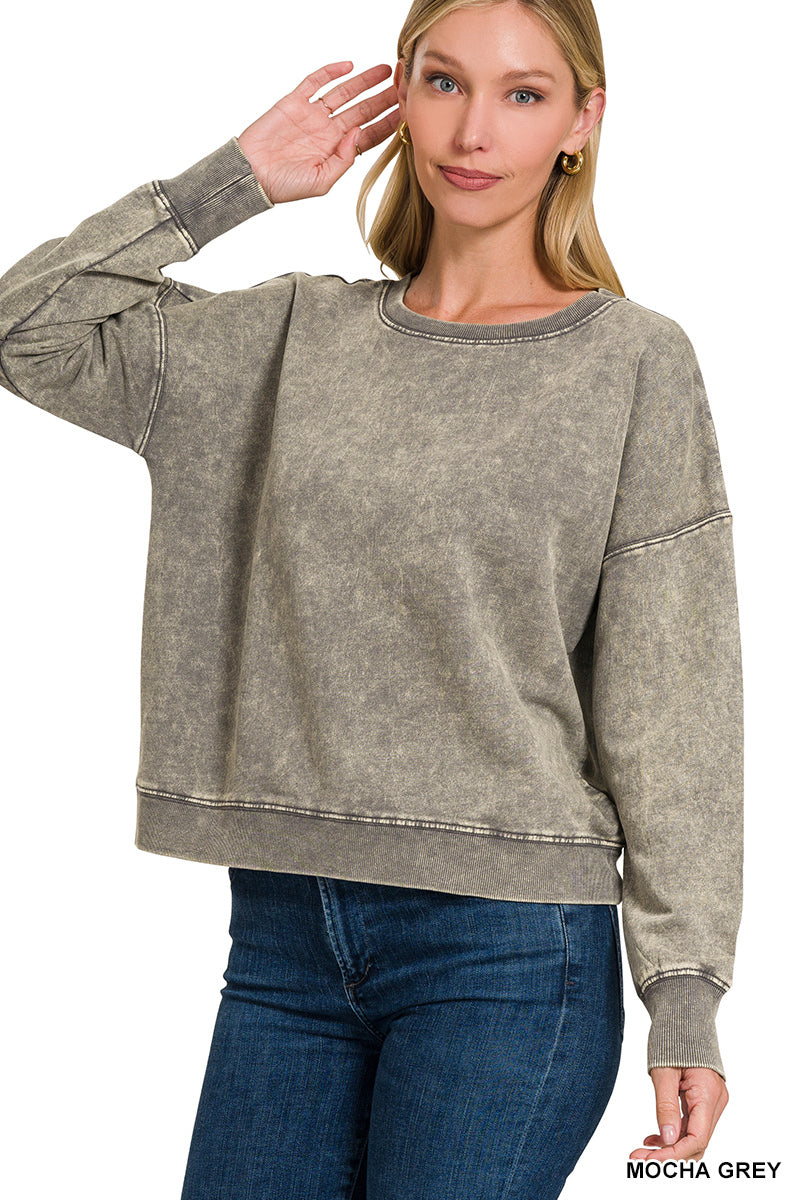 Zenana Washed Away Pullover Sweater-Sweaters-Zenana-Evergreen Boutique, Women’s Fashion Boutique in Santa Claus, Indiana