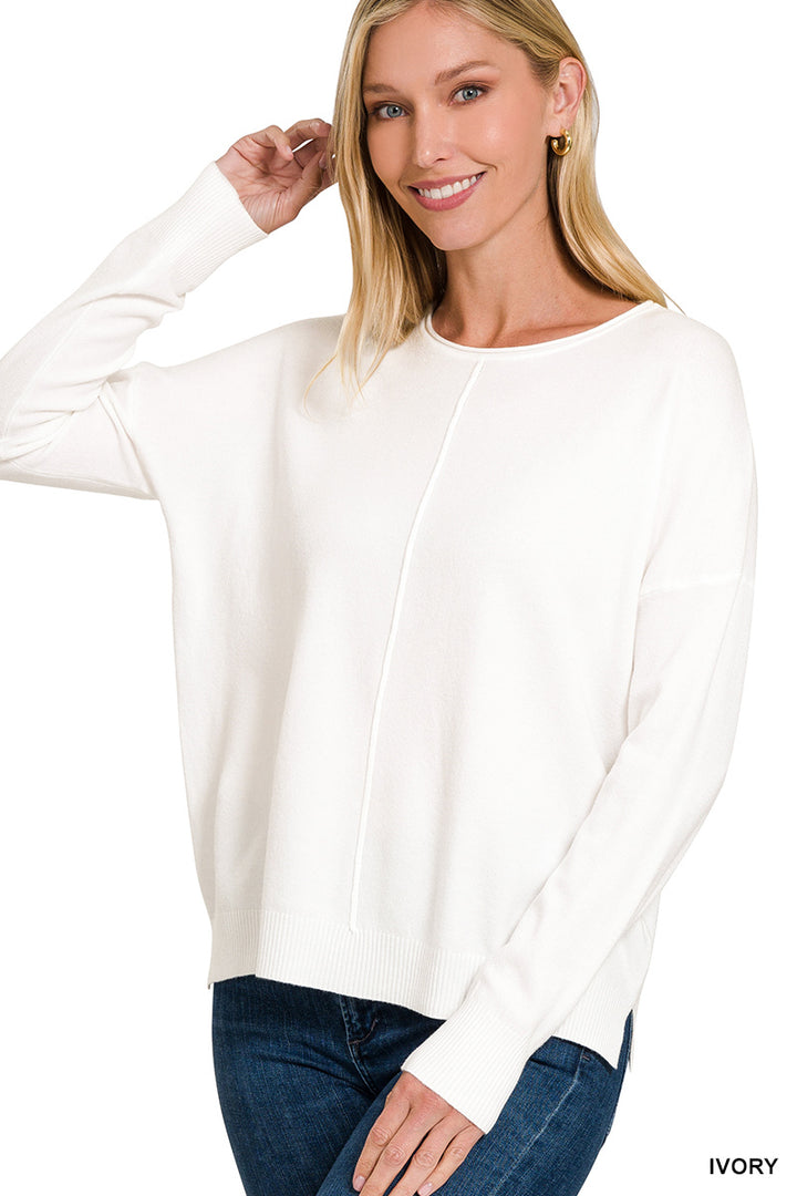 Zenana Waterfront Side Slit Sweater-Sweaters-Zenana-Evergreen Boutique, Women’s Fashion Boutique in Santa Claus, Indiana