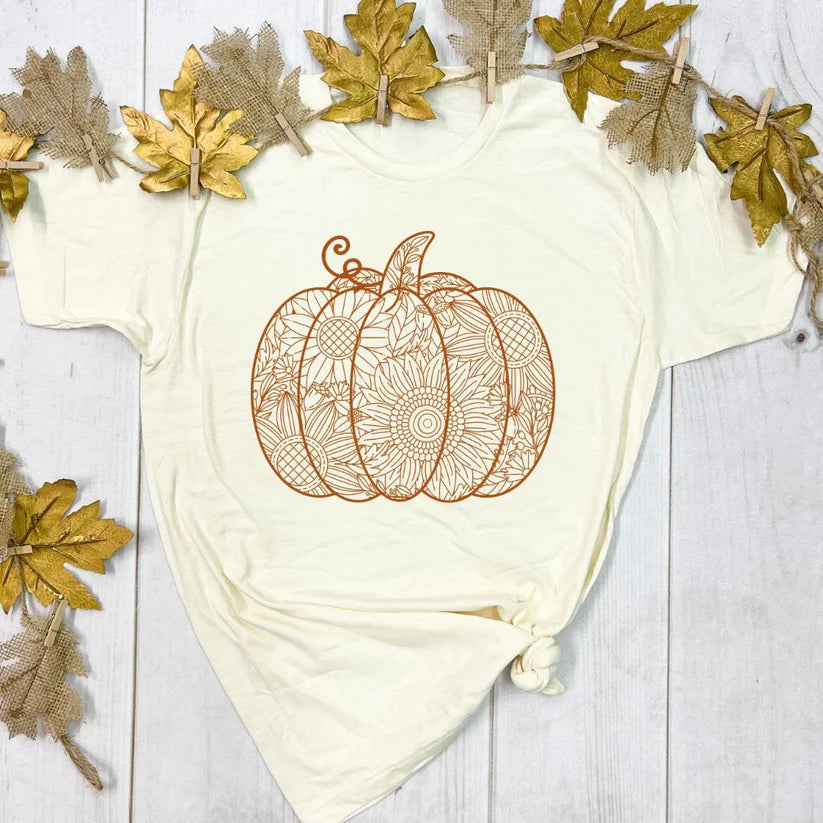 Sunflower Pumpkin Short Sleeve Graphic Tee-Graphic Tees-Envy Stylz-Evergreen Boutique, Women’s Fashion Boutique in Santa Claus, Indiana
