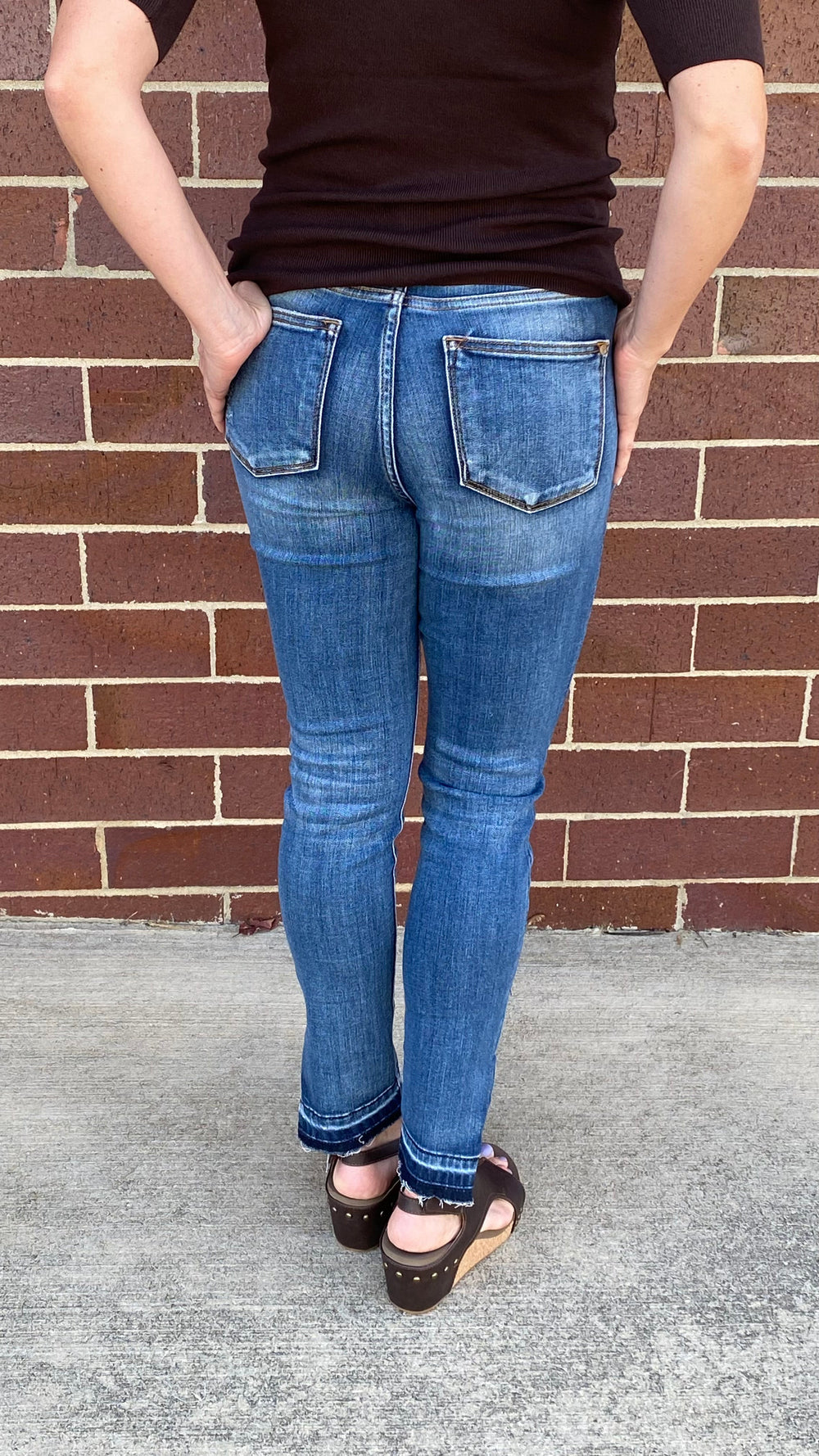 Judy Blue Next Level High Rise Skinny Side Slit Jeans-Jeans-Judy Blue-Evergreen Boutique, Women’s Fashion Boutique in Santa Claus, Indiana