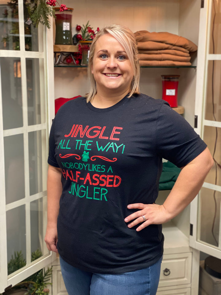 Jingle All The Way Christmas Graphic Tee-Graphic Tees-Kissed Apparel-Evergreen Boutique, Women’s Fashion Boutique in Santa Claus, Indiana